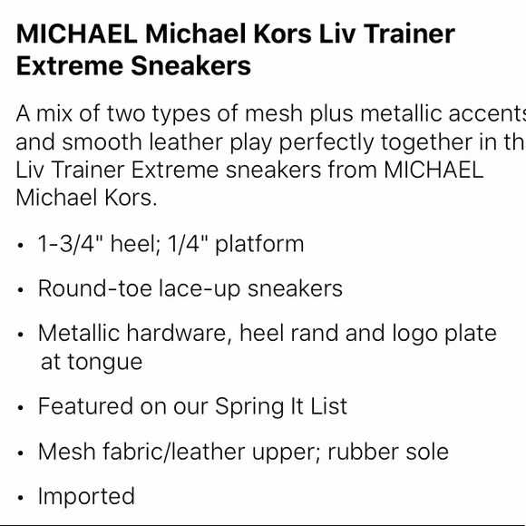 Michael Kors Liv Trainer Extreme Sneakers Shoes - Picture 8 of 8